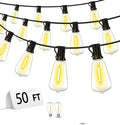 Outdoor Patio String Lights 50ft: ST38 LED Shatterproof Bulbs 3 Modes Button Control - Waterproof Connectable Lights - Wedding Bistro Party Backyard Gazebo Decorative