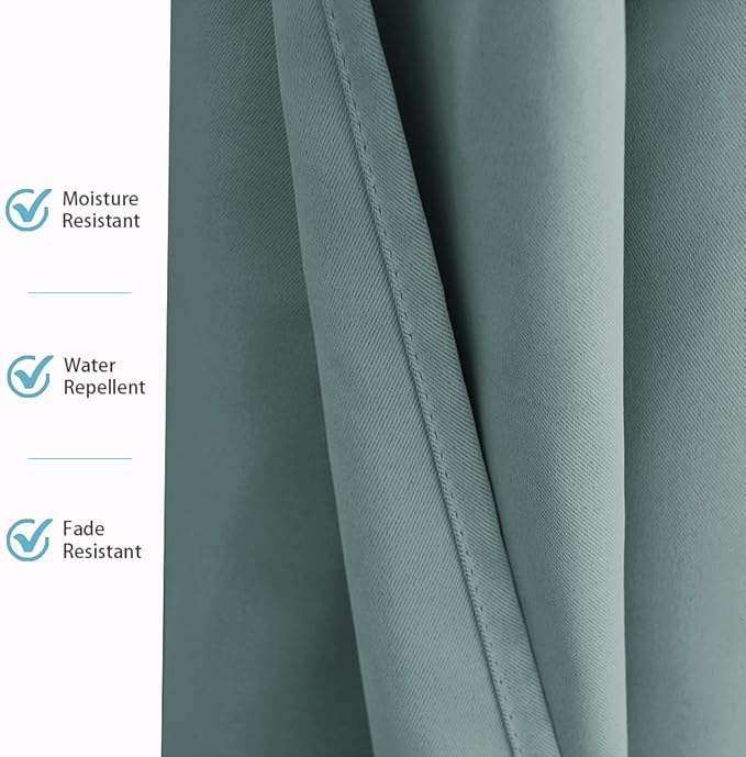 RYB HOME Outdoor Curtains for Patio, Waterproof Blackout UV Protection Outside Decor for Porch Swimming Pool Hut Garden Pavilion Pop Up Tent Pergola Balcony, W 52 x L 84, 1 Panel, Greyish Blue