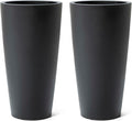 Step2 Tremont Tall Round Tapered Planter, 28" Tall 2-Pack, Indoor/Outdoor Plants, Efficient Drainage, Durable Resin, Onyx Black