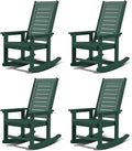GREENVINES Outdoor Rocking Chairs | Set of 4 | Porch Rocker | HDPE Plastic | Forest | Oversized Rockers | High Back | Big & Tall | Ladder Back | for Patio Outside Backyard Balcony Garden