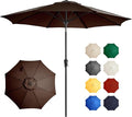 Ayge 9FT Large Outdoor Patio Umbrella Market Table Umbrella-UV Resistant, Easy Push Button Tilt and Crank, 8 Sturdy Fiberglass Ribs Heavy-Duty Pool Umbrella for Deck, Backyard,Garden,Brown