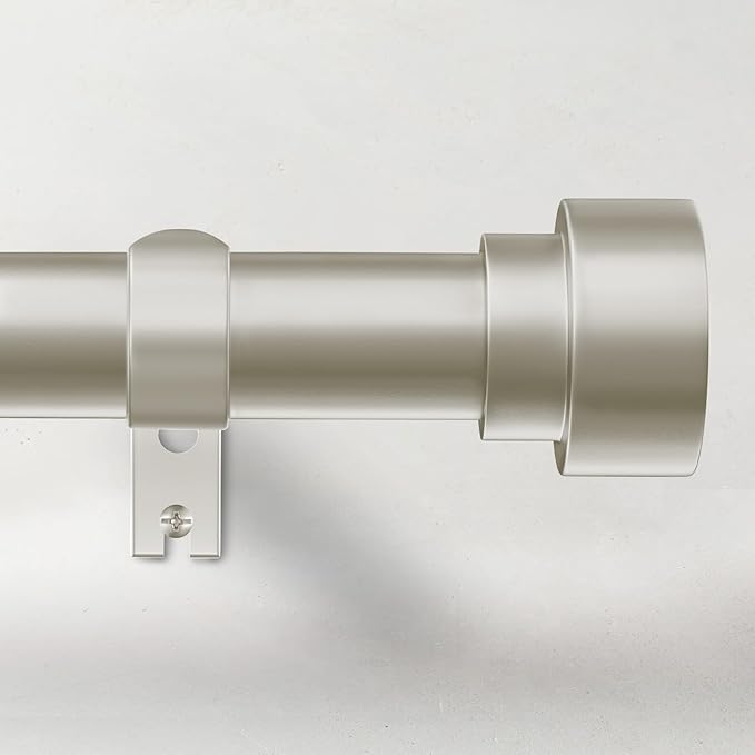 Curtain Rods for Windows 32 to 170, 1 Inch Adjustable Heavy Duty Long Window Outdoor Curtain Rod for Patio, Drapery Rods with Simple End Caps, Size 32"-170", Brushed Nickel
