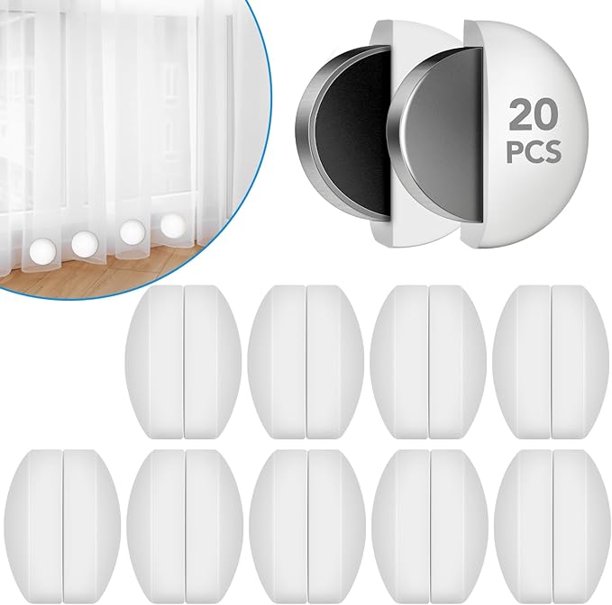 20 Pcs Shower Curtain Weights，Silicone Wrapped Heavy Duty shower curtain magnets，Curtain Weights Heavy Outdoor，Prevent Curtain Liner from Blowing Around, Work for Drapery, Flag, Tablecloth(10 Pairs)