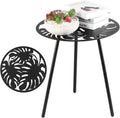 1 Pack Extra-Large Metal Outdoor Side Tables 18 Inches Outside End Table for Patio Round Accent Garden Corner Table for Small Spaces, Balcony, Porch Plant Stand Indoor