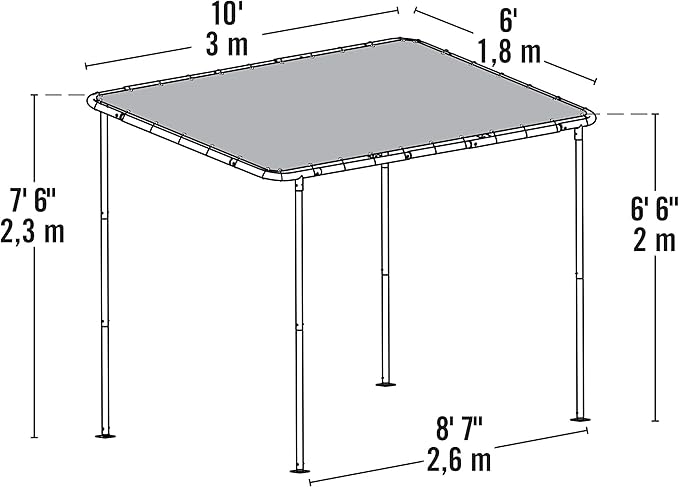 ShelterLogic 10' x 6' Solano Gazebo Canopy Charcoal Carbon Steel Frame and Water-Resistant and Sun Protection Tan Cover