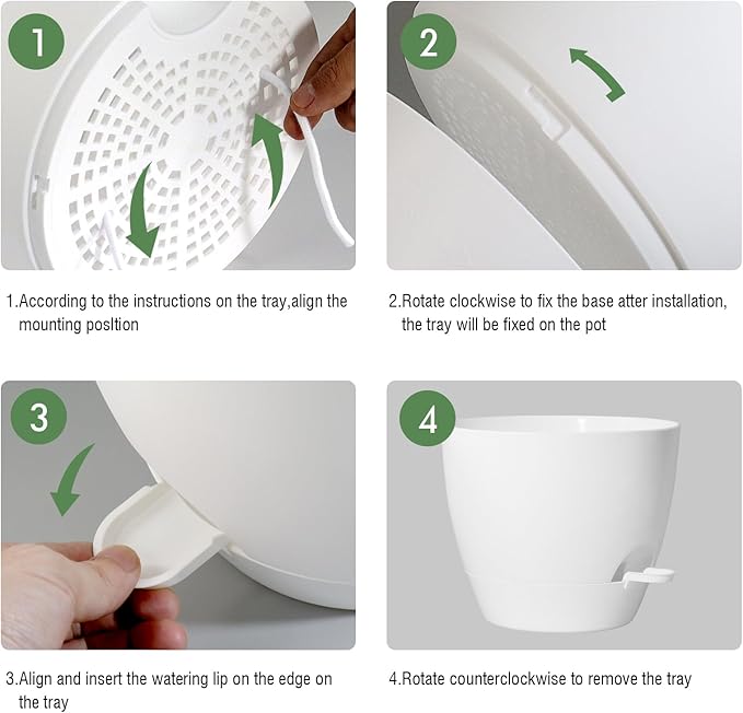 12inch 2Pack Large Self Watering Planters, Plastic Plant Pots with 60oZ Removable Deep Reservoir and Multi Mesh Drainage Holes for Indoor Outdoor Garden Plants and Flowers, White