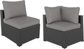 Aoxun Patio Furniture Sets, 2-Piece Outdoor Patio Furniture with Thick Cushions, Wicker Outdoor Conversation Set Sectional Sofa for Backyard, Poolside