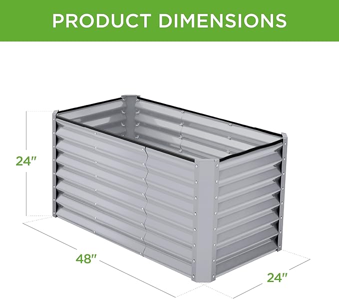 Best Choice Products 4x2x2ft Outdoor Metal Raised Garden Bed, Deep Root Box Planter for Vegetables, Flowers, Herbs, 119 Gallon Capacity, 100% Non Toxic Materials - Moonlight Gray