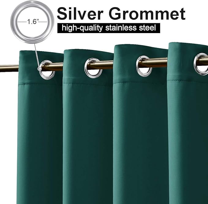 NICETOWN Outdoor Patio Curtain Extra Long Drape 120" L Waterproof/Windproof, Top and Bottom Grommets Blackout Outdoor Drape Privacy Protect for Yard/Porch, 52" W, 1 Panel, Hunter Green