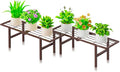 2 Pack Metal Plant Stand Outdoor Indoor, 1 Tier Folding Tiered Flower Plant Shelf, Heavy Duty Ladder Multiple Pot Display Plant Rack for Patio Garden Balcony Windowsills, Brown