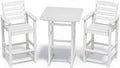 SERWALL Tall Adirondack Bar Chairs and Table 3 Pieces Set, Adirondack Bar Height Chairs Set of 2 and Bar Table, Outdoor Bar Stools Set for Bistro, Poolside, Backyard, White