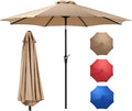 OLIXIS 9ft Patio Umbrella with Tilt and Crank Button & 8 Sturdy Ribs Waterproof, Patio Table Umbrella Perfect for Poolside, Terrace, Beach and Outdoor Restaurant, Khaki