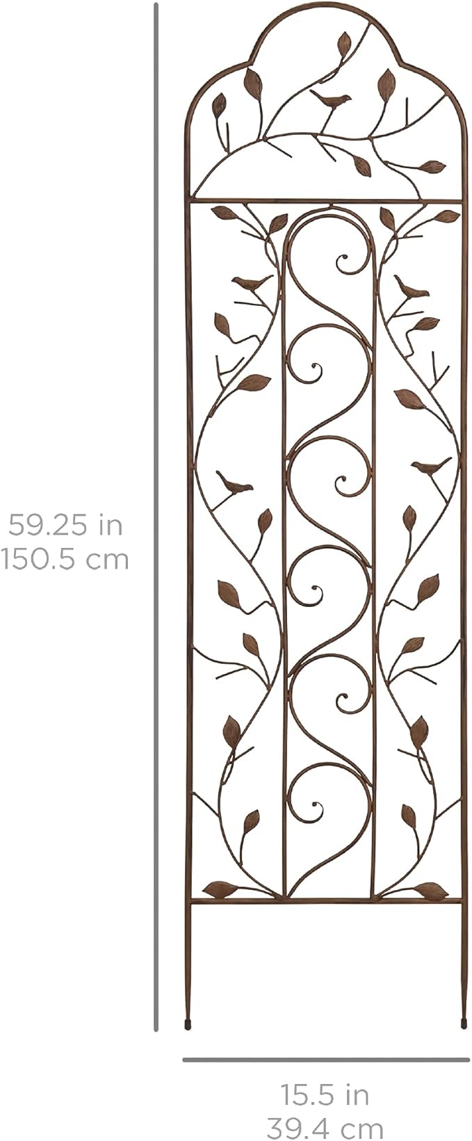 Best Choice Products 60x15in Iron Garden Trellis, Arched Outdoor Decoration w/Branches, Birds for Lawn, Garden, Backyard, Climbing Plants - Bronze