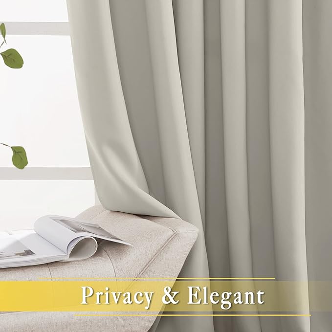 NICETOWN Sliding Door Window Treatment Blackout Patio Door Curtain Panels, Privacy Thermal Drapes for Bedroom Living Room Department with Grommet Top (Natural, W66 x L110)