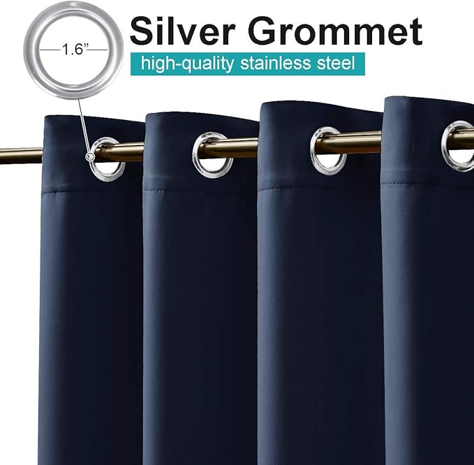 NICETOWN Navy Blue Outdoor Curtain for Patio Waterproof, Living Room Darkening Sunlight Blocking & Thermal Insulated Vertical Drapes for Front Porch & Canvas, 1 Panel, W52 x L84