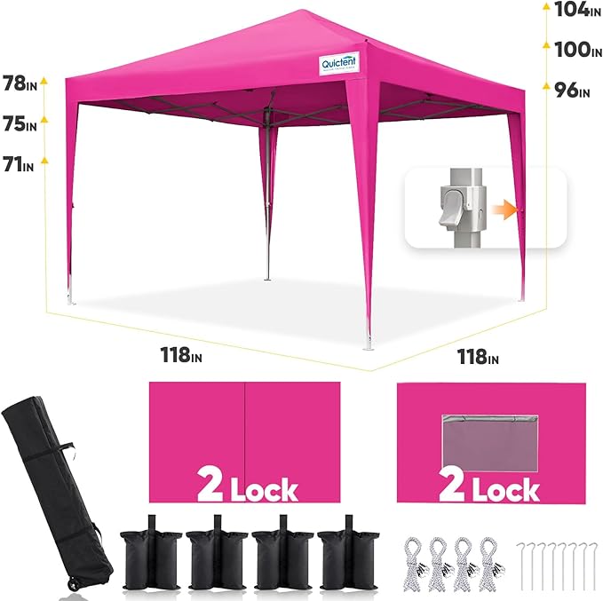 Quictent Privacy 10x10 Pop up Canopy Tent with Sidewalls and Roll-up Ventilated Windows, One Person Setup, Easy Outdoor Commercial Gazebo Shelter Enclosed Waterproof, Bonus 4 Sandbags