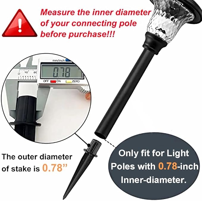 Metal Stakes Solar Lights Replacement Spike - Outdoor Ground Stake for Garden Lights Landscape Yard Pathway Patio Christmas Lamps Pole (Metal-6 Pack) - 0.78x5.36 inches