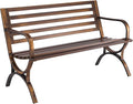 VEVOR Outdoor Bench, 50 inch, Carbon Steel Metal Frame with Slatted Pattern Backrest and Round Edge Armrests, Weatherproof Outside Bench for Patio, Garden, Park, Yard, Front Porch, Antique Bronze
