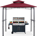 ABCCANOPY 8'x 5' Grill Gazebo Shelter, Outdoor BBQ Gazebo Canopy with LED Light (Burgundy)