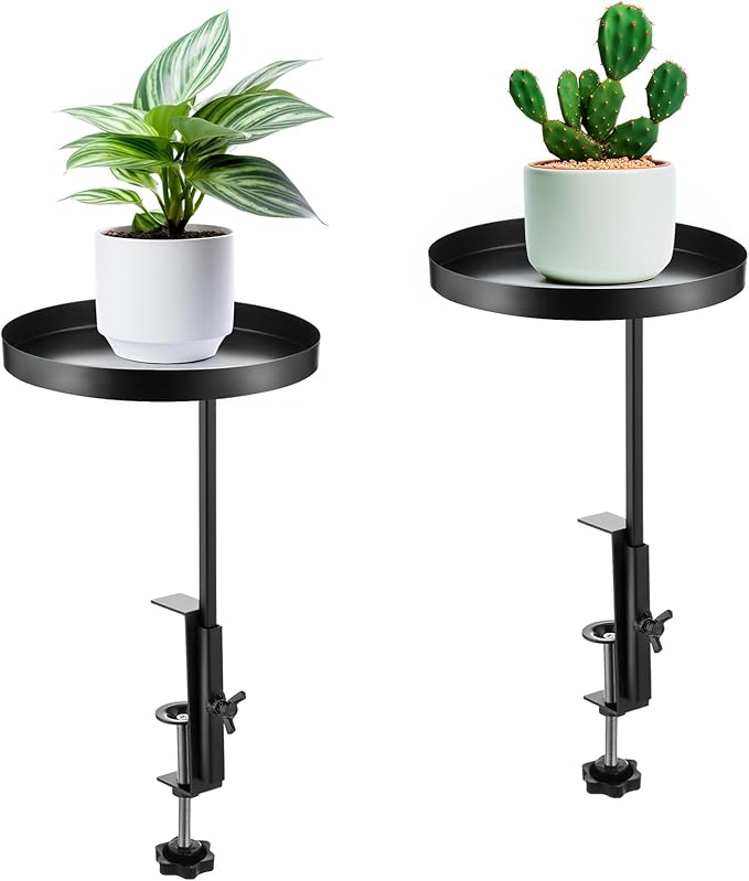 2 Pcs Window Sill Plant Shelf 5.7''D x 12.4''H Adjustable Window Shelf Windowsill Clamp Tray for Indoor Plants Metal Windowsill Extension Tray Planter Floating Shelves for Indoor Outdoor