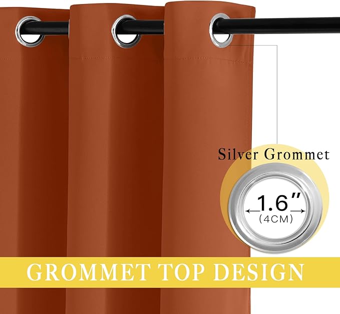 NICETOWN Blackout Patio Curtains 100 x 144 Inches Long for Sliding Door Extral Wide Blackout Curtain Panels Thermal Insulated Room Divider - Grommet Top, 100" W x 144" L, 1 Panel, Burnt Orange