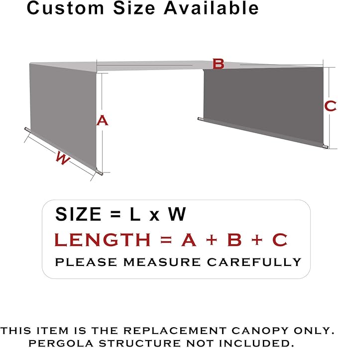 Universal Pergola Replacement Canopy Shade Cover with Breathable HDPE Fabric & Rod Pockets for 10 x 10 FT Pergola, Canopy Size: 192'' L x 106'' W (Mocha Brown)