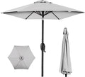 Best Choice Products 7.5ft Heavy-Duty Round Outdoor Market Table Patio Umbrella w/Steel Pole, Push Button Tilt, Easy Crank Lift - Fog Gray