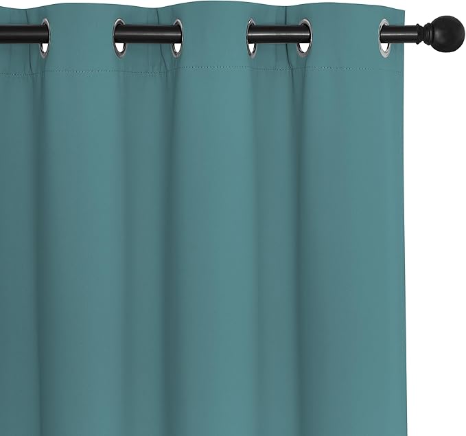 NICETOWN Patio Blackout Curtain Panels - Extra Wide Sliding Door Thermal Insulated Drape, Privacy Room Divider Curtain for Bedroom Office (Sea Teal, 66 x 118 Inch Long)