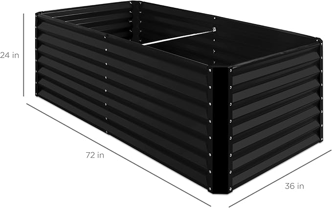 Best Choice Products 6x3x2ft Outdoor Metal Raised Garden Bed, Deep Root Box Planter for Vegetables, Flowers, Herbs, 269 Gallon Capacity, 100% Non Toxic Materials - Black