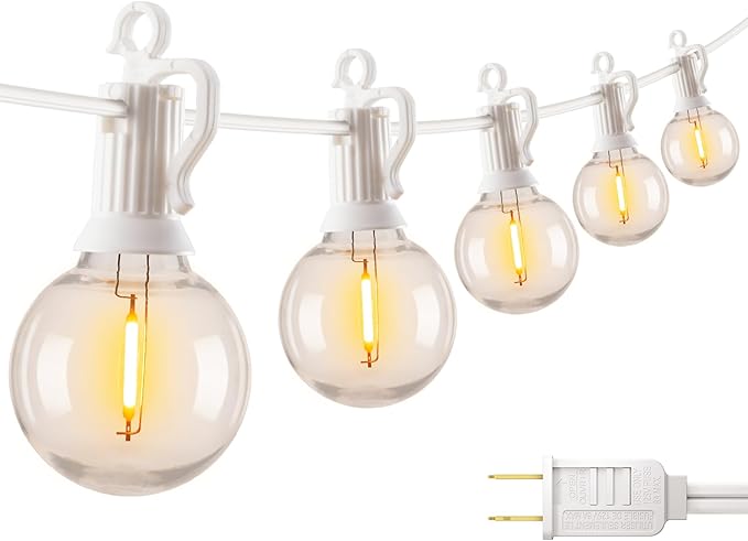 Brightown 69 Feet LED Outdoor String Lights with Shatterproof G40 Edison Bulbs, Connectable and Weatherproof Strand, Commercial Grade Patio Lights for Backyard Garden Patio Decorative, White