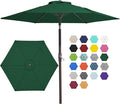 JEAREY 7.5FT Patio Umbrella Outdoor Market Umbrella with 6 Sturdy Ribs, Push Button Tilt/Crank Table Umbrella for Garden, Deck, Backyard and Pool, Dark Green