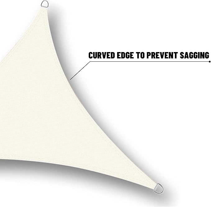 SUNNY GUARD Waterproof Sun Shade Sail 7'x7'x7' Cream Triangle UV Block Sunshade for Backyard Yard Deck Patio Garden Outdoor Activities and Facility(Customized)