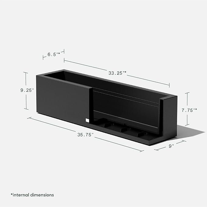 Veradek Block Series Window Box Planter - Rectangular Flower Pot for Indoor or Outdoor Window Sill/Balcony | All-Weather Use with Drainage Holes | Modern Décor for Succulents, Herbs, Small Plants