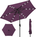 Best Choice Products 7.5ft Outdoor Solar Market Table Patio Umbrella for Deck, Pool w/Tilt, Crank, LED Lights - Amethyst Purple