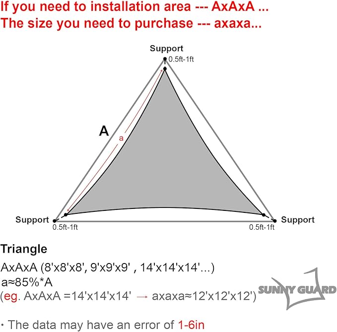 SUNNY GUARD Custom Size 14'x14'x14' Silver Grey Sun Shade Sail Triangle UV Block Shade for Backyard Yard Patio Deck Garden(Customized)