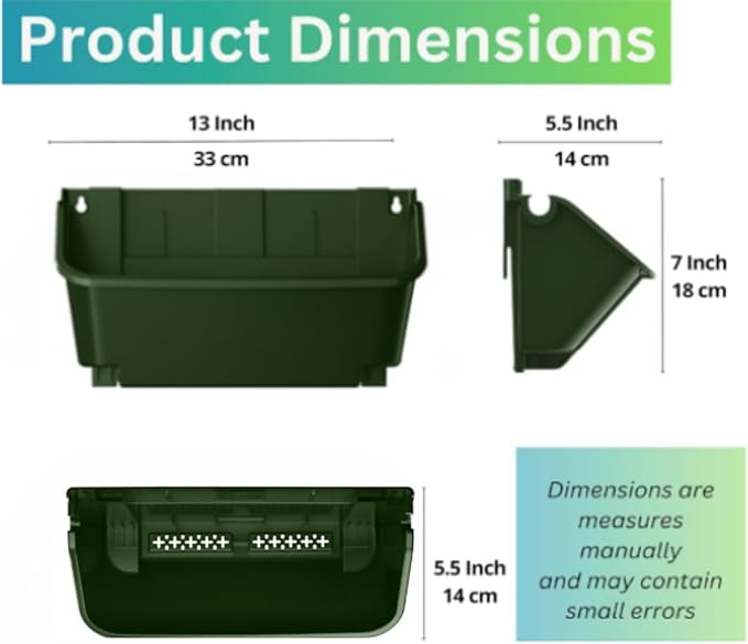 Maxona Vertical Garden Planter - 16 Pack, 13 inch Wall Mounted Planters for Patio Outdoor Decor, Home Green Plastic Balcony Pot, Plant Vegetable Fruit Herb Hanging Pocket Holder Flowerpot