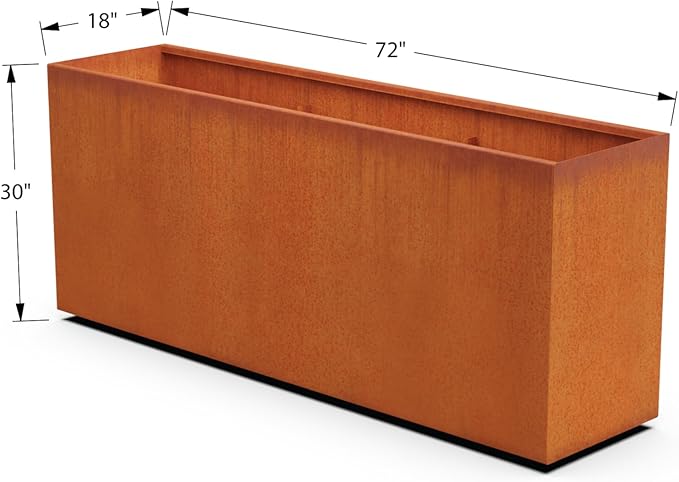 Plantercraft Large Rectangular Planters for Outdoor Plants 72x18x30 | Corten Steel Planter Box for Patios & Landscapes | Extra Large Outdoor Planters for Creating Privacy & Garden Dividers