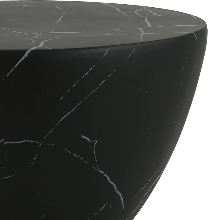Christopher Knight Home Outdoor Side Table,Hourglass Shape Side Table,Patio Garden Stool Coffee End Table,Decorative Garden Stool for Patio,or Balcony,Lightweight Concrete Material,Black Marble