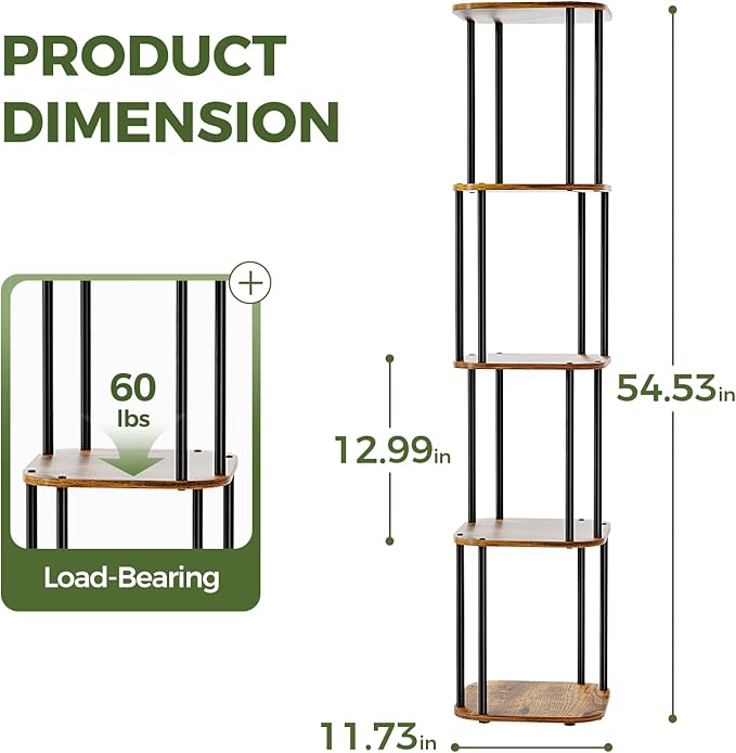 Bamworld Tall Plant Stand Indoor, Corner Plant Shelf for Multiple Plants, 5 Tier Metal Flower Pot Stands for Patio Garden Balcony Living Room Bedroom