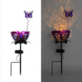 Solar Lights Outdoor Garden Decor,LED Lotus Flower Lamp, Metal Tulip & Butterfly Decoration Solar Lawn Lamp for Courtyard, Garden Gifts for Women (Purple)