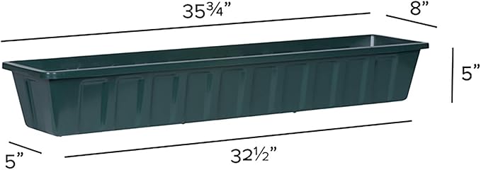 Root & Vessel Poly-Pro Plastic Flower Box Planter, Hunter Green, 36-Inch