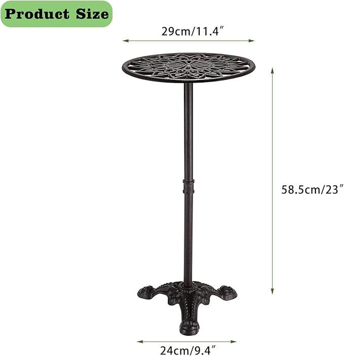 OwnMy Cast Iron Tall Plant Stand Heavy Duty Vintage Flower Pot Holder Stand, Decorative Round Potted Plant Holder Rack, Indoor Outdoor Metal Plant Holder Wrought Iron Large Plant Stand for Home Garden