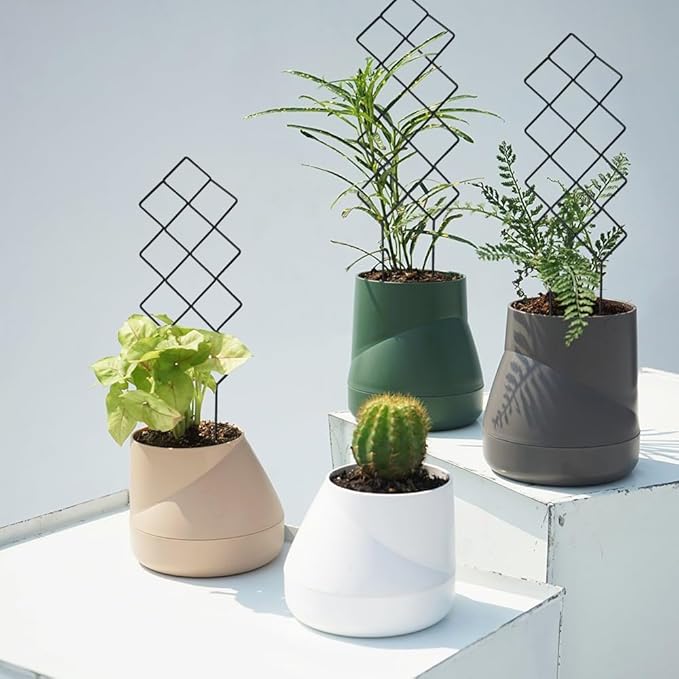 Metal Trellis for Climbing Plants Indoor, 16.36 inch Small Trellis for Potted Plants Geometric Shape Lattice for Ivy Vines Hoya Houseplants Flower 2 Pack