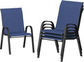 UDPATIO Patio Chairs Set of 4, Stackable Outdoor Dining Chairs with High Back, Breathable Textilene Fabric Outdoor Chair All Weather, 350LBS Capacity for Garden/Backyard (Blue)