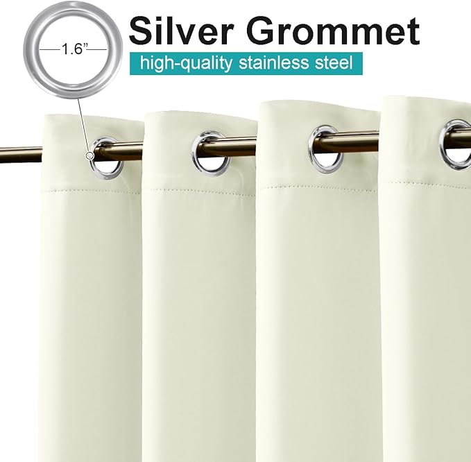 NICETOWN Fade Resistant Patio Curtains Outdoor Waterproof, Fade-Proof Curtains Grade 4 Color Fastness Certified, Thermal Insulated Privacy Sun Shades for Deck, W52 x L72, Light Beige, 2 Panels