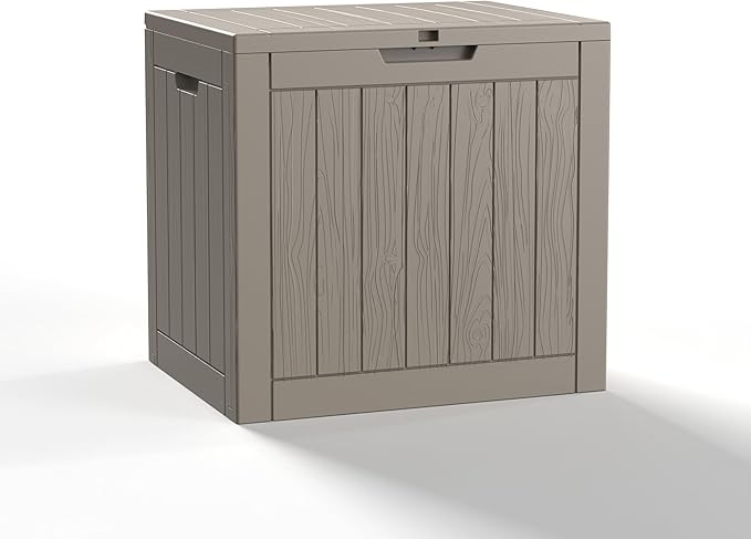 32 Gallon Outdoor Storage Box - Deck Box Container for Patio, Pool, and Garden-Waterproof and UV Resistant Resin,Lockable (Grey)