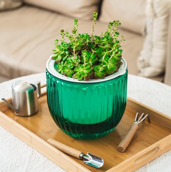 Melphoe 1 Pack Self Watering Hanging Planters Indoor Flower Pots, 8.3 Inch Outdoor Hanging Plant Pot Basket, Plant Hanger with 3Hooks Drainage Holes for Garden Home
