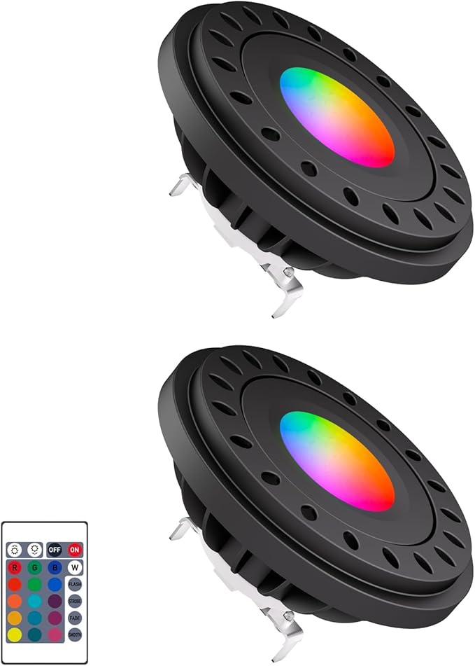 RGB PAR36 LED Light Bulb Color Changing, Warm White+15 Colors Choices on Remote Control, 12V Low Voltage Spotlight for Outdoor Landscape Lighting, Garden,Yard,Flagpole Lighting