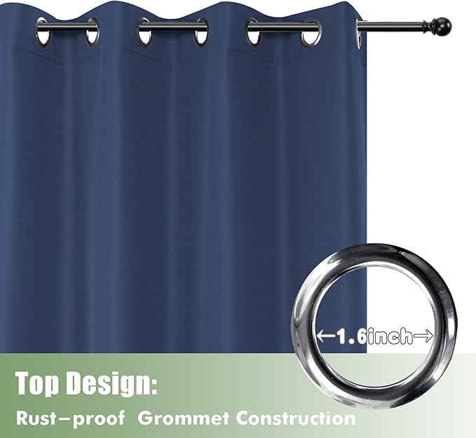 HolidayIdeas Outdoor Curtains for Patio Waterproof, 6 Panels - 54x84 Inches - Weatherproof Privacy Outsides Curtains for Cabana Porch Pergola, Sunlight & UV Blocking (Navy, Grommet Top)