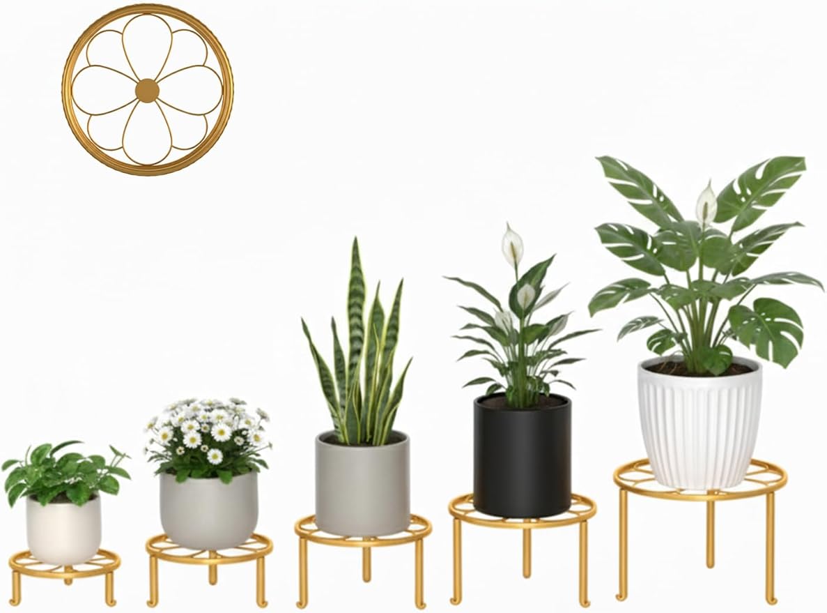 5 Pack Metal Outdoor Plant Stand Heavy Duty Plant Pot Stands for Indoor and Outdoor Round Flower Pot Support Rack for Multiple Display Pot Rack